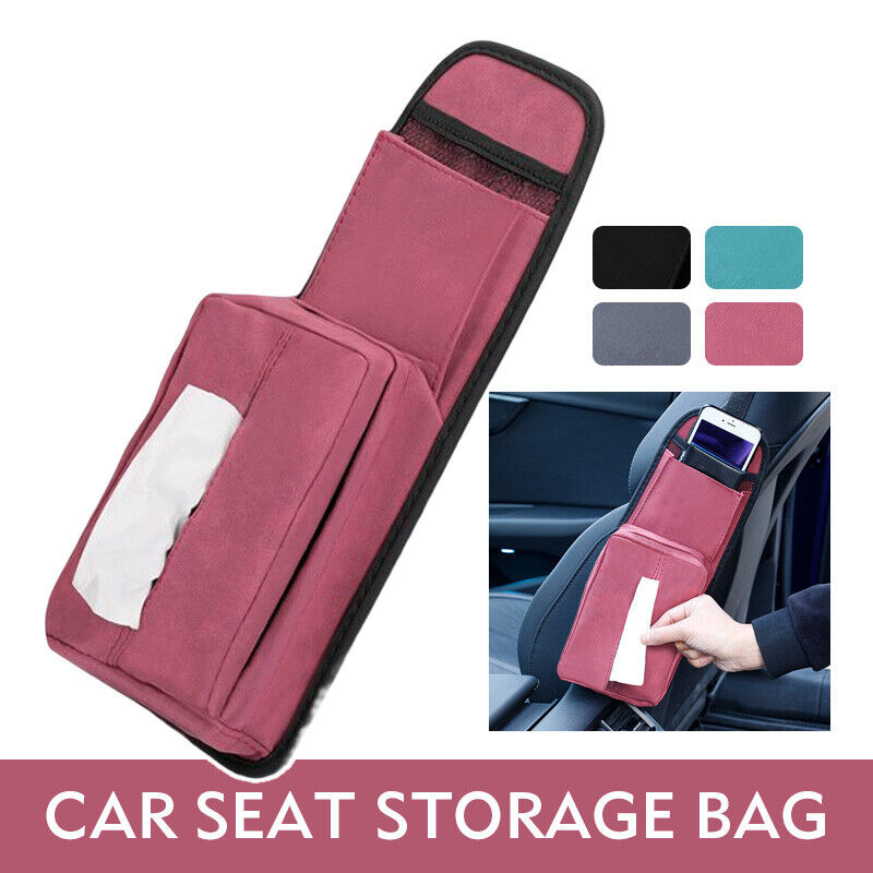 Car Seat Side Storage Organizer Phone Pocket Hanging Tissue Box Storage Bag
