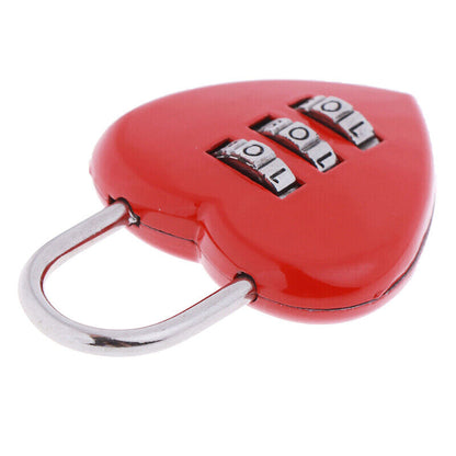 Cute Red Heart Pattern Shape 3Digit Dial Metal Code Number Baggage LocY-ca