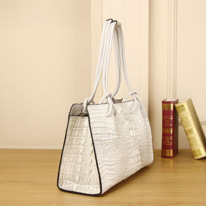 Top Cow Leather Women's luxury Handbag, Crocodile Print Shoulder Underarm Bag