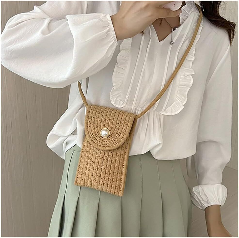 Hand Woven Crossbody Bags for Women Boho Style Cell Phone Purse Handbag Gift