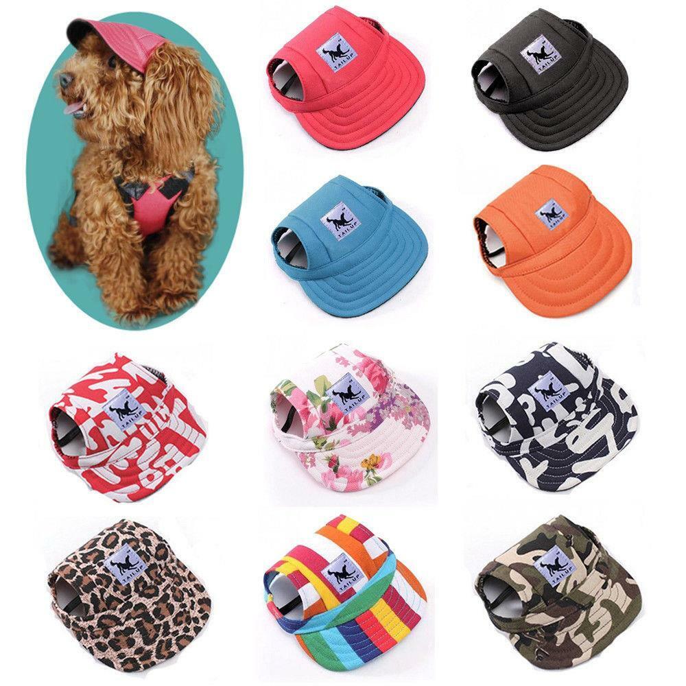 Dog Sun Hat Pet Baseball Cap Adjustable Sunscreen Ear Holes Visor Cap S-XL size!