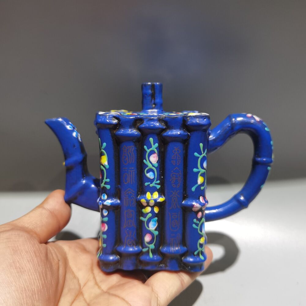 Vintage Chinese Yixing Purple Clay Teapot Zisha Ceremony Fashion Bamboo Teaware