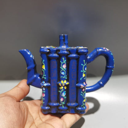 Vintage Chinese Yixing Purple Clay Teapot Zisha Ceremony Fashion Bamboo Teaware