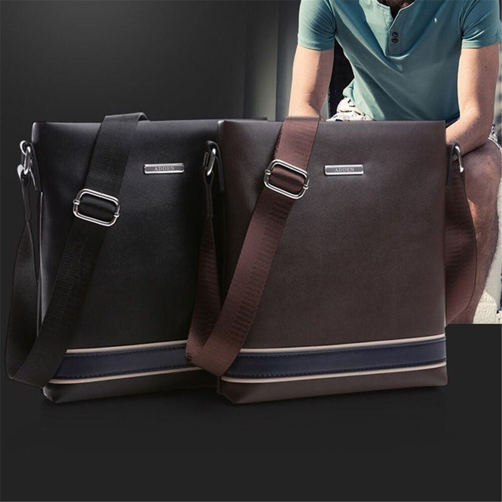 New Men PU Leather Handbag Briefcase Shoulder Crossbody Travel Bag Satchel Pack