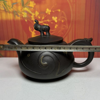 Vintage Chinese Yixing Purple Clay Teapot Zisha Ceramic Elephant Tea Set Collect