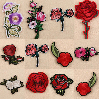 11X Embroidery Rose Flower Sew Iron on Patch on Badge Bag Jeans Applique CraY-ca