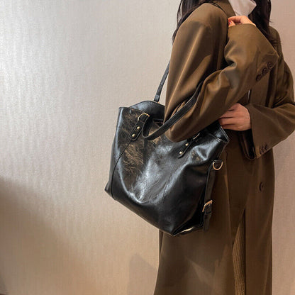 Women Soft Oiled Leather Handbag Messenger Shoulder Tote Bag Crossbody Satchel