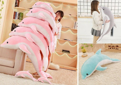 Large Plush Dolphin Stuffed Toys 30~120cm Sea Animal Soft Baby Sleeping Pillows