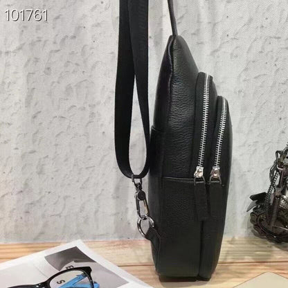 Sling Backpack Men's Genuine Leather Crossbody Chest Bag Sling Shoulder Bag