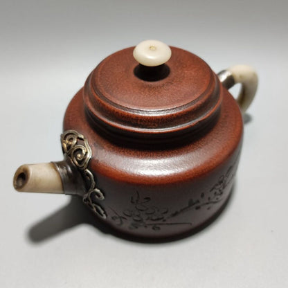 Vintage Chinese Yixing Purple Clay Teapot Zisha Ceramic Plum Blossom Teaware Art
