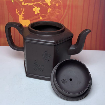 Vintage China Yixing Purple Clay Teapot Zisha Ceremony Bamboo Teaware Collection