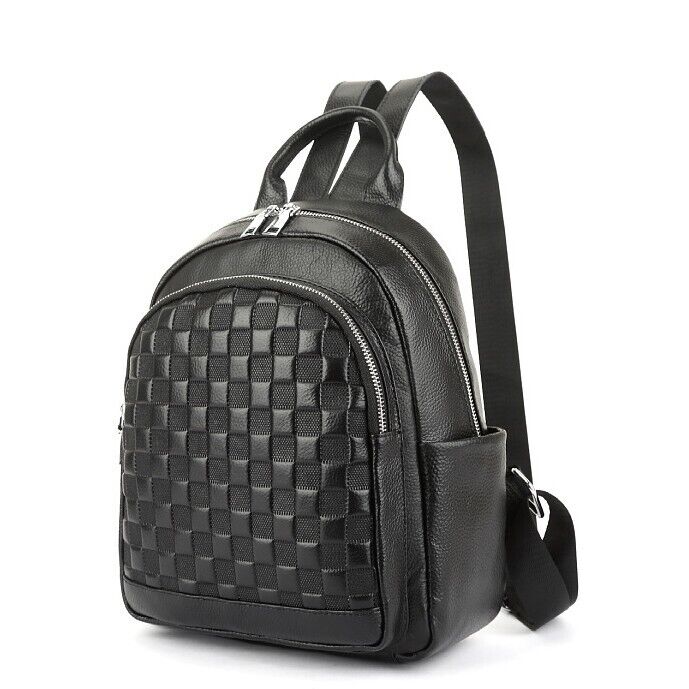 Top Cow Leather Backpack, Women's Black Travel Leather Rucksack, School Bags