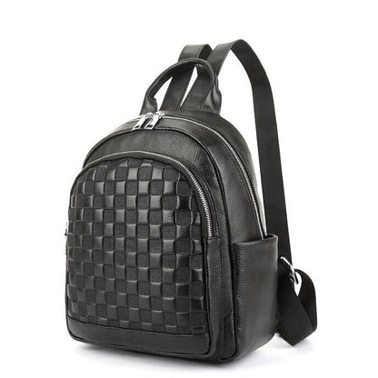 Top Cow Leather Backpack, Women's Black Travel Leather Rucksack, School Bags