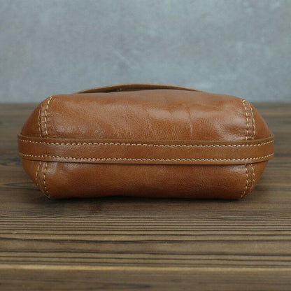 Vintage Messenger Bag Genuine Leather Shoulder Sling Purse 19*15*7CM Shell Brown