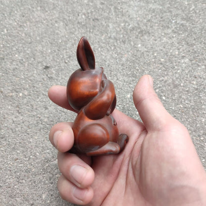 Vintage Wooden Christmas Ornaments Hare Rabbit Figurines Carved Animals Lovely