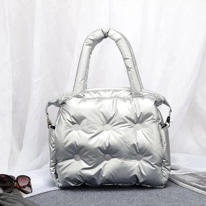 Women Space Pad Feather Down Bag Bucket Handbag Shoulder Tote Bag