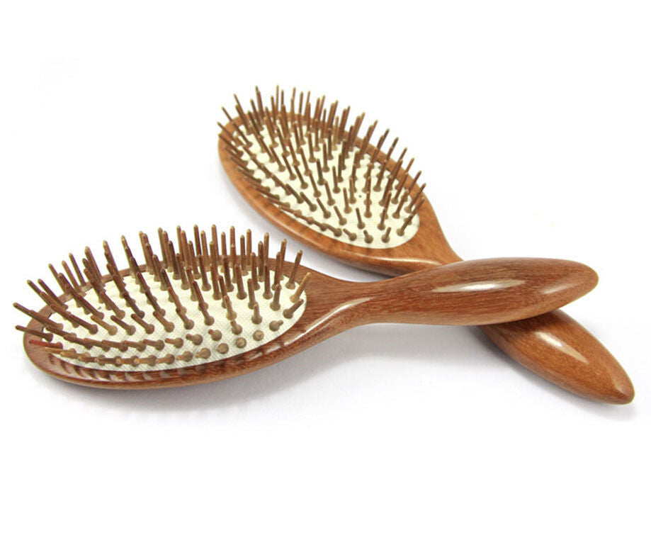 Natural Red Sandal Wood Hairbrush Wooden Bristles Scalp Massage Comb/Brush Free