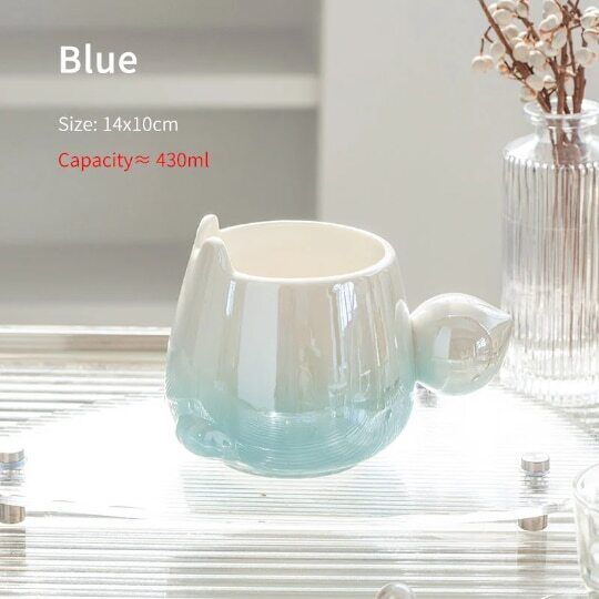 Ceramic Gradual Color Bunny Mug for Girl Cute Rabbit Cup 430 ml