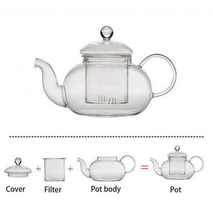 Heat Resistant Glass Teapot Flower Tea Pot with Infuser Tea Leaf Herbal Coffee