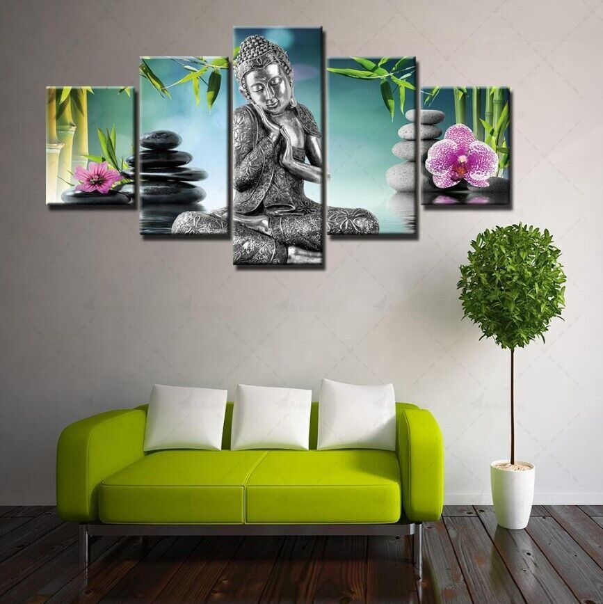 5Pcs Wall Art Canvas Painting Picture Home Decor Modern Abstract Zen Buddha