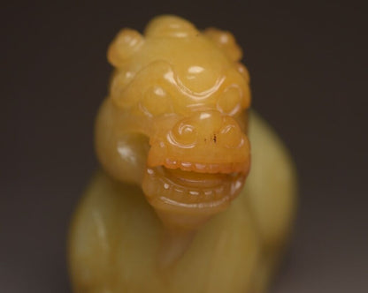 Chinese Old Natural Hetian Jade Hand Carved Beast Statue Nice Figurines Rare Art