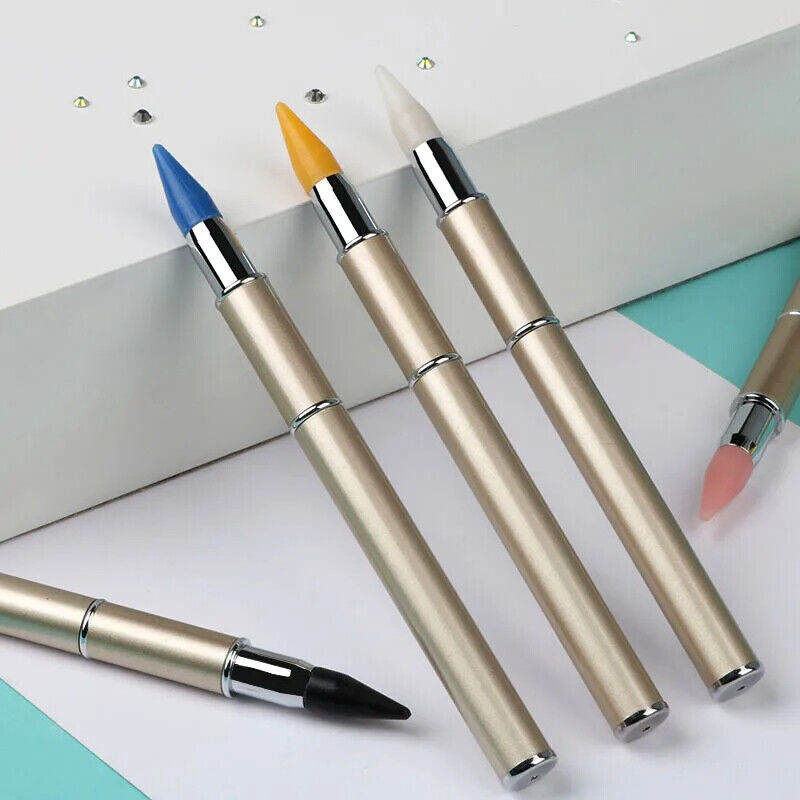 Nail Art Tool Metal Handle Dual-Ended Dotting Pen Crystal Rhinestone Accessories