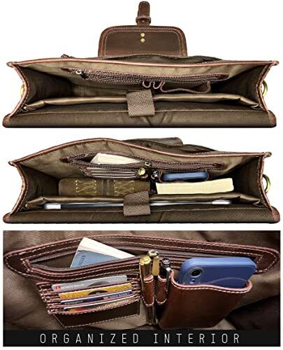 RUSTIC TOWN Leather Messenger Bag for Men - Full Grain Medium, Mulberry