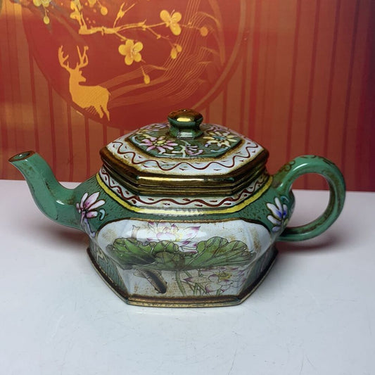 Vintage Chinese Yixing Purple Clay Teapot Zisha Ceremony Enamel Nice Teaware Art
