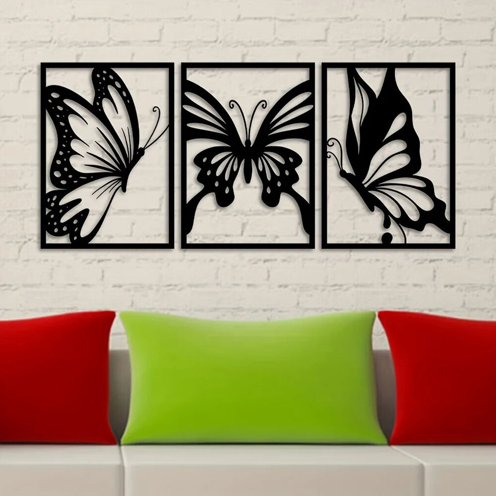 3pcs Butterfly Metal Wall Decor Butterfly Metal Wall Art Hanging Wall Deco