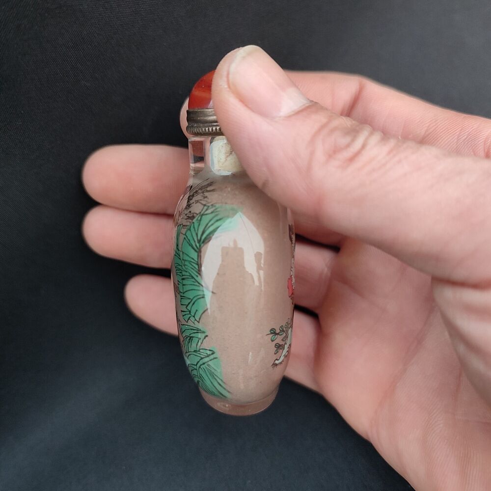 Peking Glass Snuff Bottle Inside Painted Chinese Beautiful Woman Rare Figurine