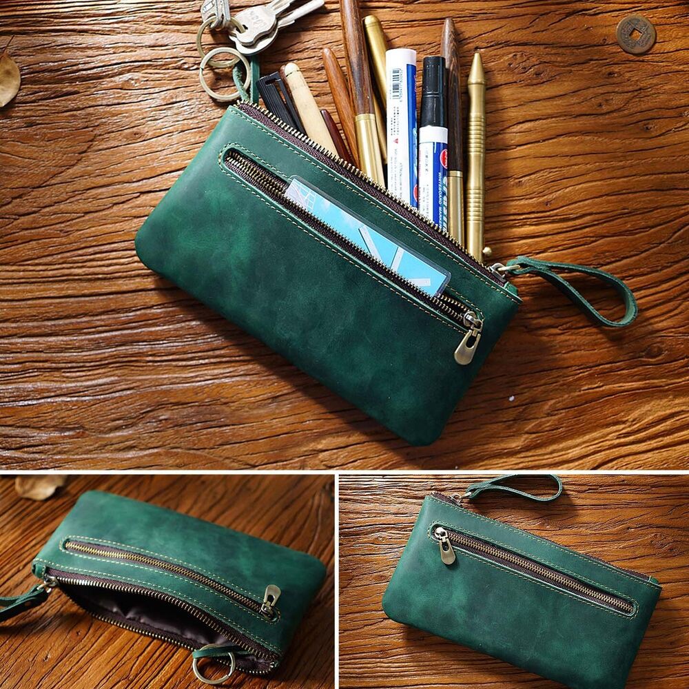 Handmade Cowhide Leather Fountain Pen Case, Pencil Case Stationery Storage Bag
