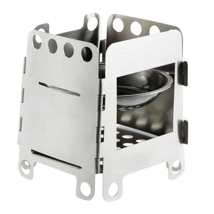 Camping Stove Stainless Steel Outdoor Mini Wood Portable Folding Cooking Toolkit