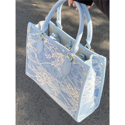 Lace Tote Bag Summer Fashion Large Shoulder Purse 30*24.5*12CM Synthetic Leather