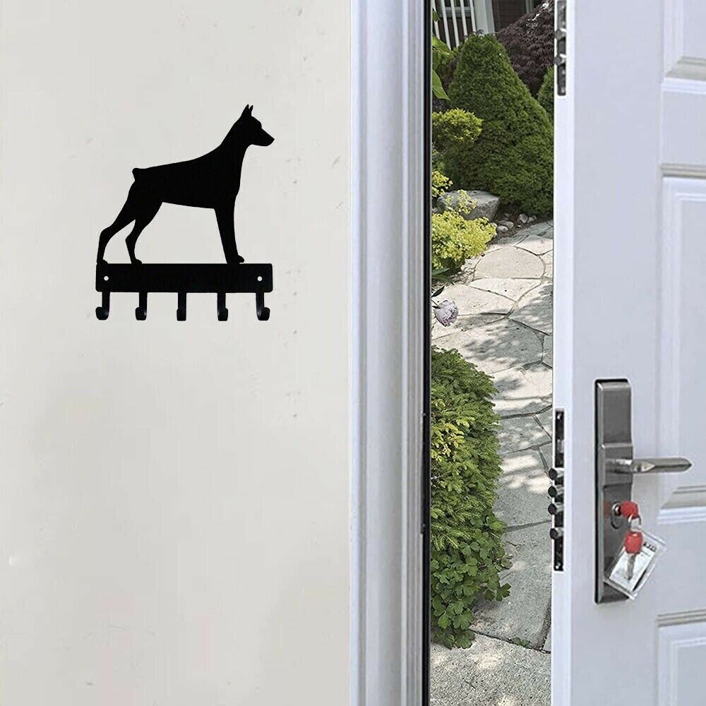 Wall Mounted Hook Up Doberman Dog - Key Hooks Wall Hanging Rack& Keychain Holder