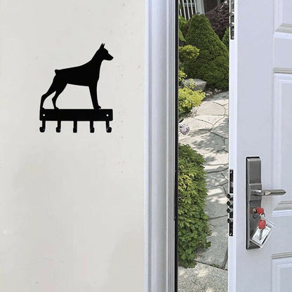 Wall Mounted Hook Up Doberman Dog - Key Hooks Wall Hanging Rack& Keychain Holder