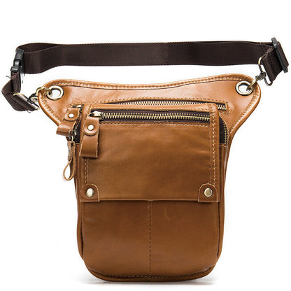 Motorcycle Outdoor Genuine Leather Drop Leg Bag Tactical Thigh Waist Fanny Pack