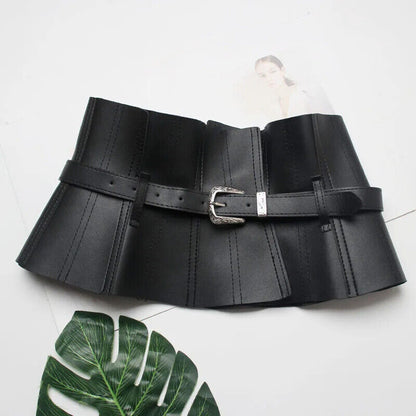 Women Corsets Faux Leather Fashion Lace-Up Buckle Wide Belts Clothes Accessories
