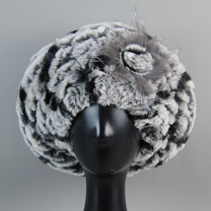 New Arrival Winter Women Fur Beret Hat Natural Fur Hats Warm Knit Rabbit Fur Cap