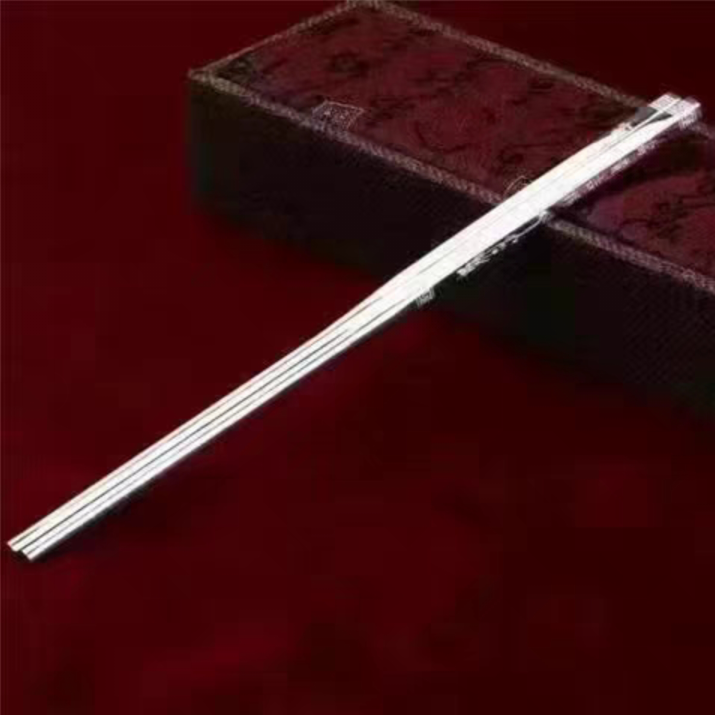 70g 999 Sterling Silver Certified Solid A Pair Chopsticks Family Collectible