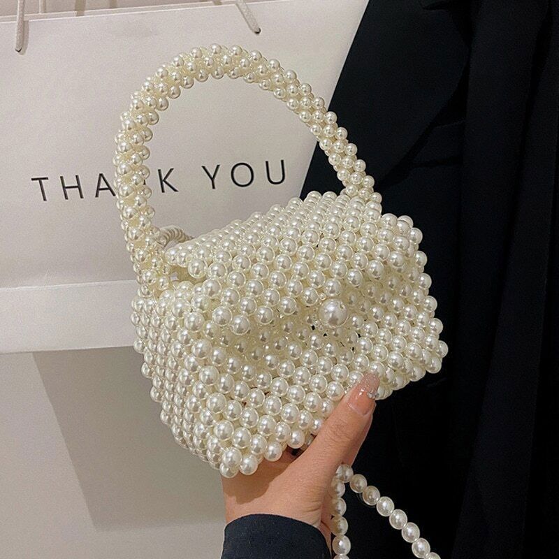 Handmade Woven Beaded Pearl Bags Women Handbags Party Bags