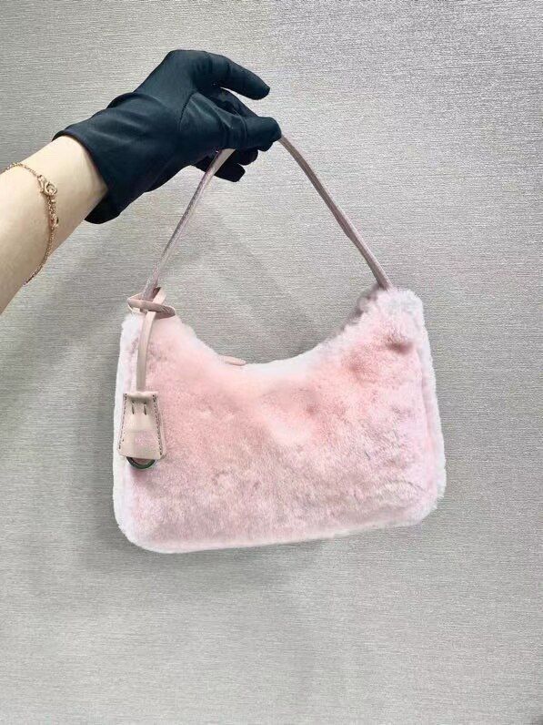 Fashionable Cashmere Underarm Shoulder Bag Versatile Nylon Shell Shape Purse 1PC