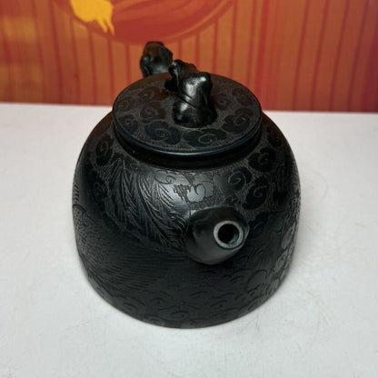 Vintage Chinese Yixing Purple Clay Teapot Zisha Ceremony Dragon Phoenix Teaware
