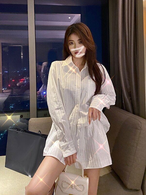 Suit 2023 Spring Autumn Long Sleeve Shirts Wide Leg Shorts Temperament 2pcs