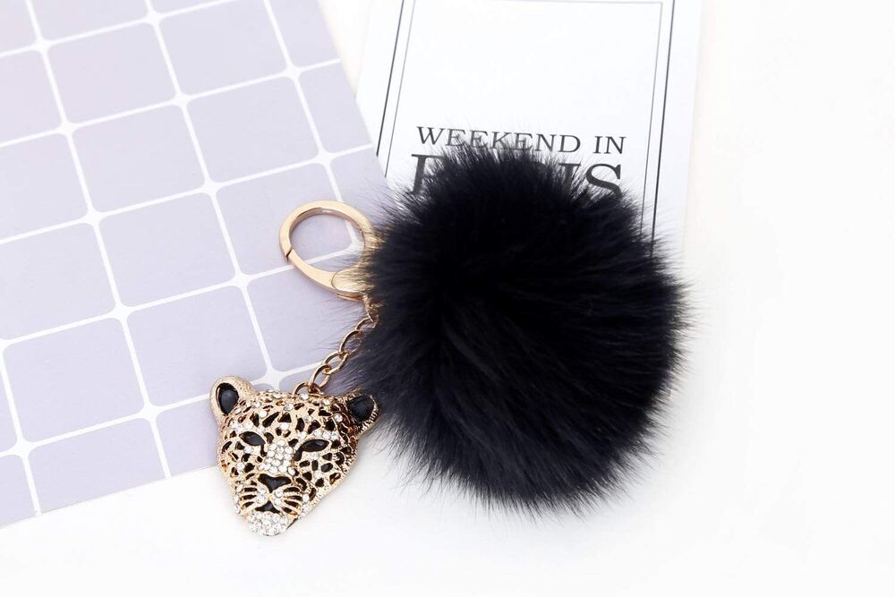 SUESUU Leopard Handbag Charms Accessories Purse Keychain for Large, Black