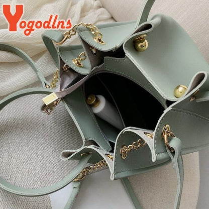 Fashion Handbags Large Capacity PU Leather Bucket Crossbody Bag Shoulder Bag