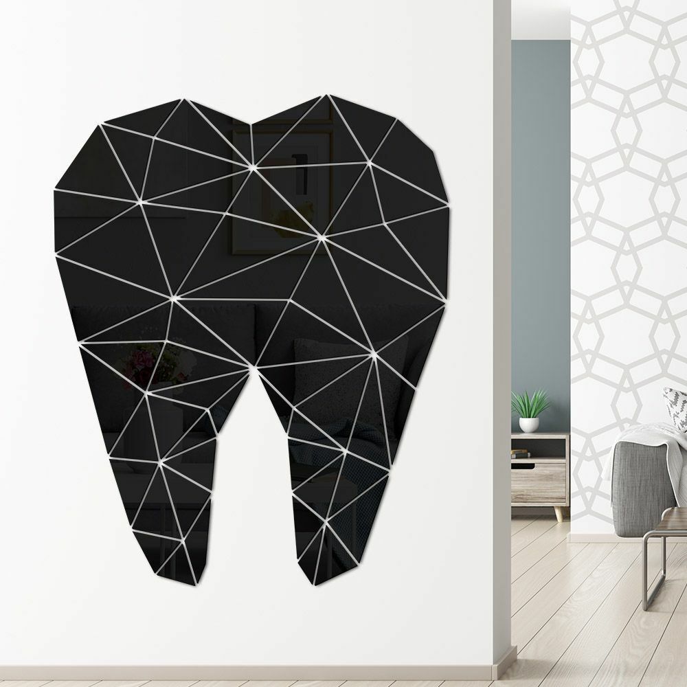 Dental Care Tooth Shaped Acrylic Mirrored Wall Stickers Dentist Clinic Art Decor