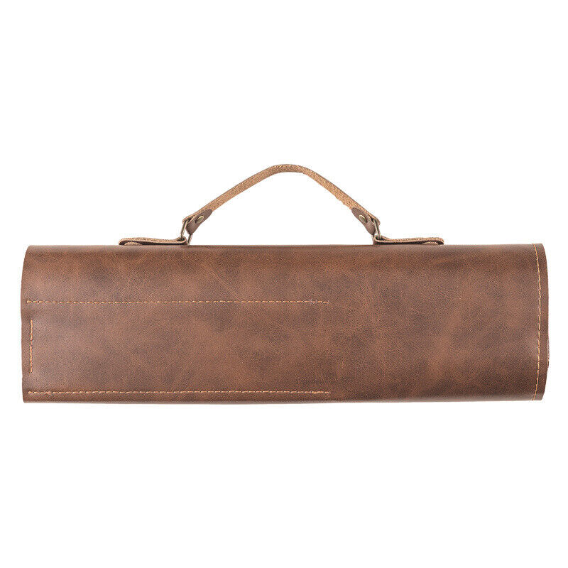 Cowhide Leather Pocket Knives Roll Carry Storage Case Chef Knife Organiser Bag