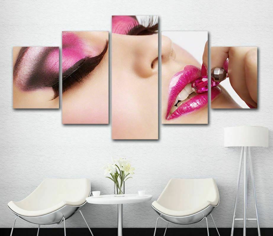 Beauty salon makeup Sexy Girl 5 Pieces canvas Wall Art Print Picture Home Decor