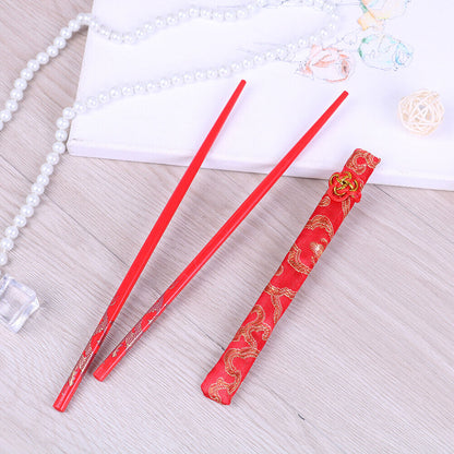 Red chopsticks Chinese wood bag holder dinnerware flatware kitchen food st-ca