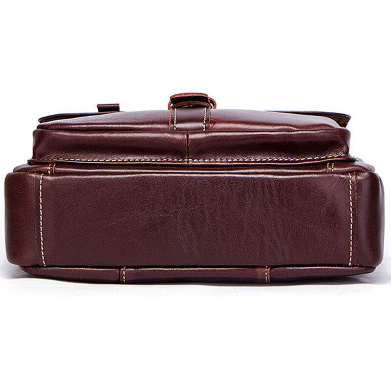 100% Genuine Leather Men's Sling Shoulder/Messenger Bag Double Zipper 8" Handbag